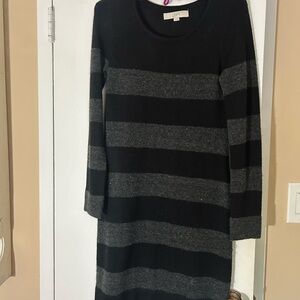 LOFT Long Sleeve Black and Gray Sweater Dress Women’s Size Small